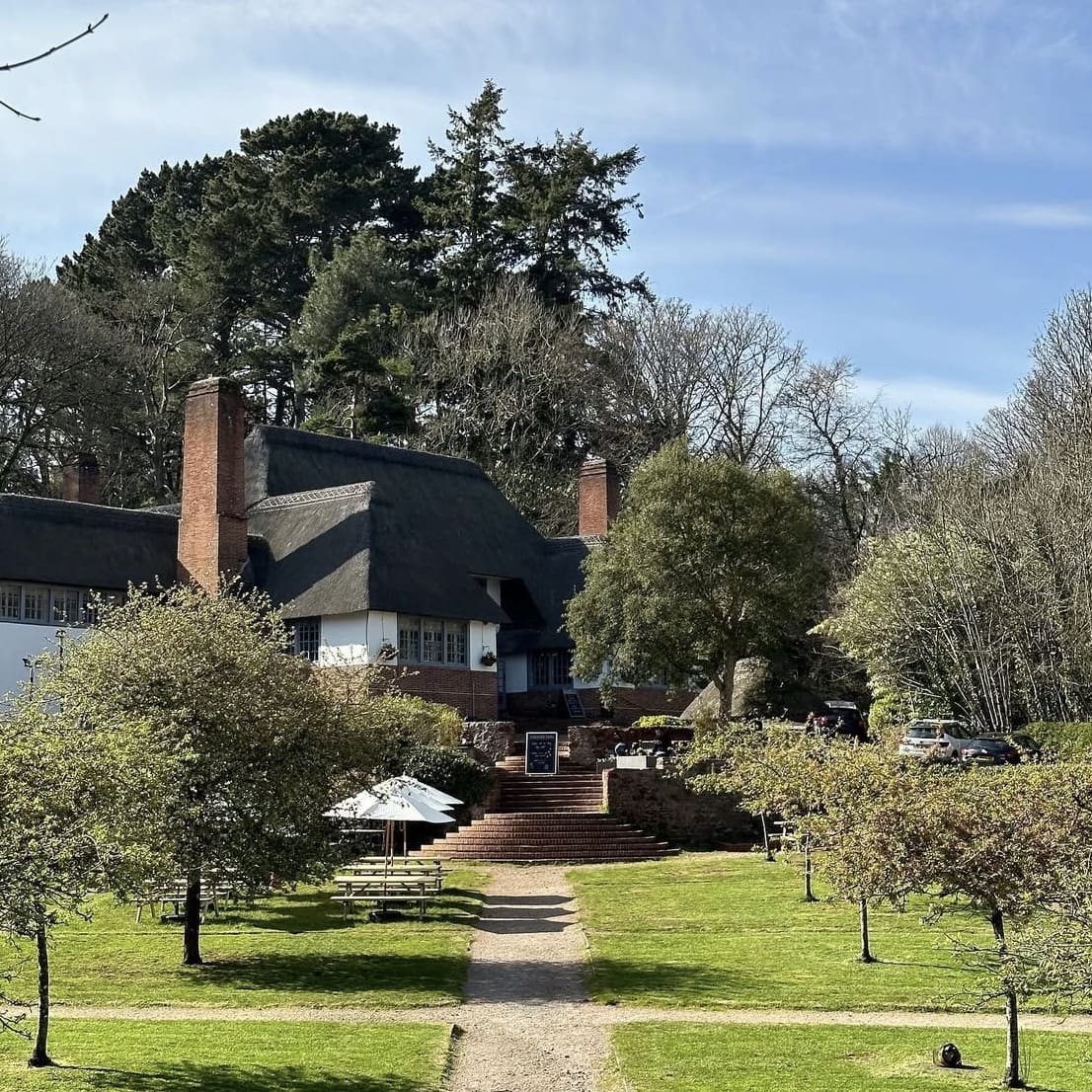 the drum inn beer garden and building