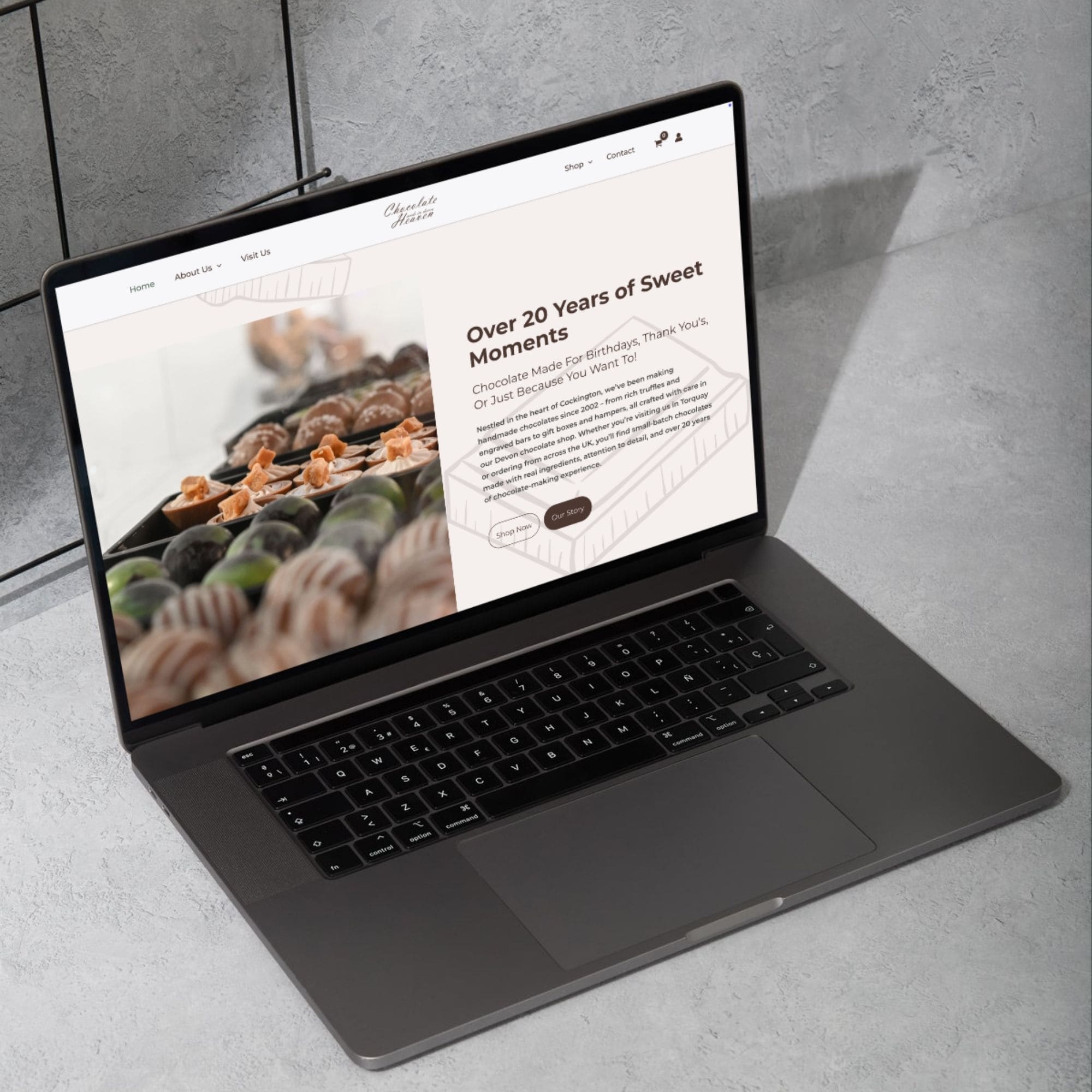 chocolate heaven made in devon in torquay website mockup demonstrating seo torquay